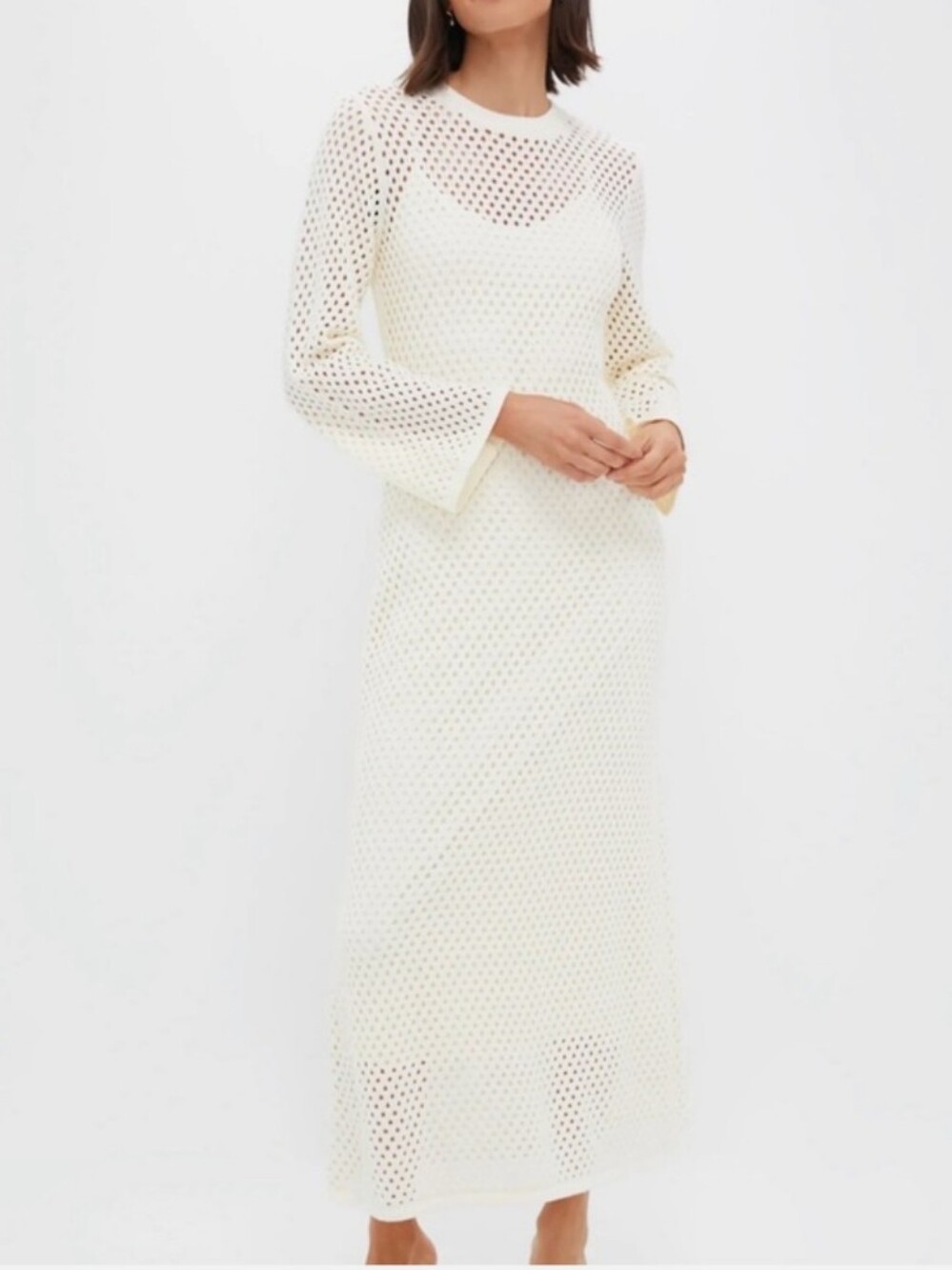 NWT Hyacinth House Tuckernuck Cream Open Knit Amanyara Maxi Dress New Sz XS